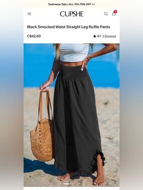 Cupshe Black pant with Smocked Waist